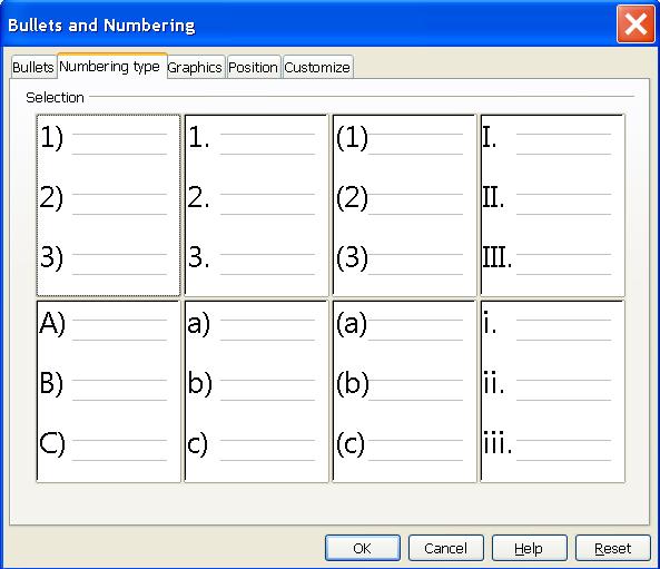 Sl.27 Dijaloški okvir Grafičke oznake i numeriranje (Bullets and Numbering) - kartica Numeričke oznake (Numbering type) Prelaskom u novi red (pritiskom tipke Enter), LibreOffice Impress aplikacija će
