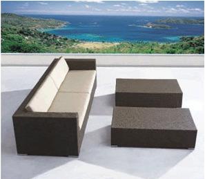 outdoor > furniture > sofa 3-Seater Sofa Set Art# 10017 - Aluminum frame with waterproof weaves - High-density foam cushions with polyester washable cushion cover - Single-armed or no armrest