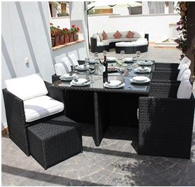 fit under table to save space - 1pc x Table (180*120*H75cm) - 4pc x Chair (57*57*H70cm) - 4pc x Ottoman (50*50*H37cm) Set