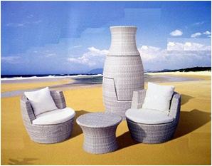outdoor > furniture > table set The White Vase Set Art# 20029 - Stack chairs and coffee table into an art-piece - Aluminum frame with waterproof weaves - High-density foam cushions with polyester