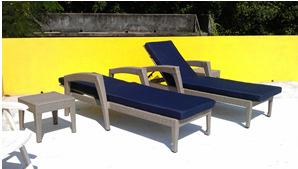 cushions with polyester washable cushion cover - 1pc x Lounger 190*63*H73cm - 1pc x Side Table 50*50*H45cm Set