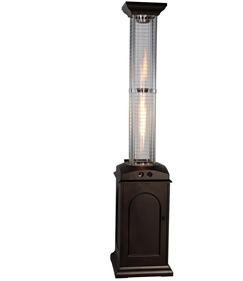 outdoor > others> patio gas heater Square Flame Outdoor Gas Heater Art# 90049 - Black Cast Aluminum construction - Glass tube enclosed flame for safety -