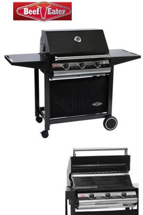 Outdoor > Gas Barbecue BeefEater 900 3-Burner Gas Barbecue Grill - Number of Burners: 3 burners - Cook Tops: Porcelain enamel coated cast iron - Roasting Hood: Porcelain enamel roasting hood -