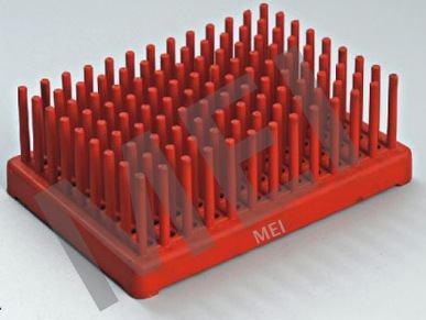 MEI TEST TUBE PEG RACK (MEP - 108) These racks can conveniently hold inviterted tubes for drying purpose and minimizes collection of contaminants inside the