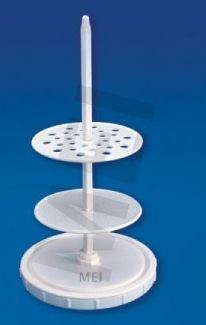 MEI PIPETTE STAND (VERTICAL) (MEP - 71) This is stable, non-corrosive, detachable Stand, which can hold 28, pipettes with maximum dia 14mm.