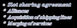 Service Deployment Scenario Service A + Service B = Service AB Service Average vessel size (TEU) Transit frequency Number of vessels Yearly transits Yearly service capacity (TEU) Service A 4,500 7 8