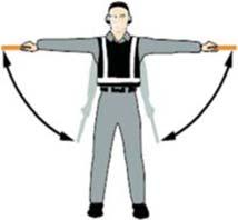 18. Move downwards (*) Fully extend arms and wands at a 90- degree angle to sides and, with palms turned down, move hands