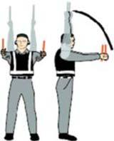 2. Identify gate Raise fully extended arms straight above head with wands