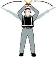6(a) Normal stop Fully extend arms and wands at a 90- degree angle to sides