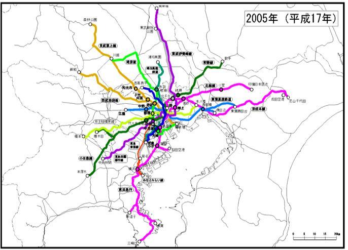 Through Service All rail km in the Greater Tokyo