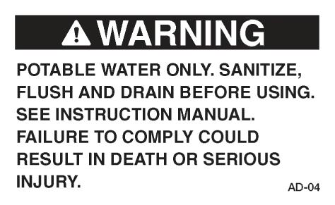 SECTION 8 PLUMBING SYSTEMS Figure 1 Potable water only. Sanitize Excessive pressure from water supply systems may be encountered in some parks, especially in mountain regions.