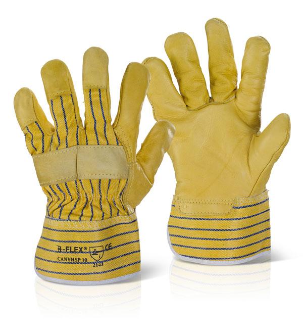 CANADIAN YELLOW HIDE RIGGER Canadian pattern yellow grain leather glove.