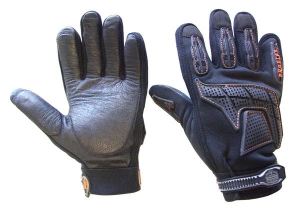Pigskin leather palm and fingers for rugged wear and abrasion resistance.