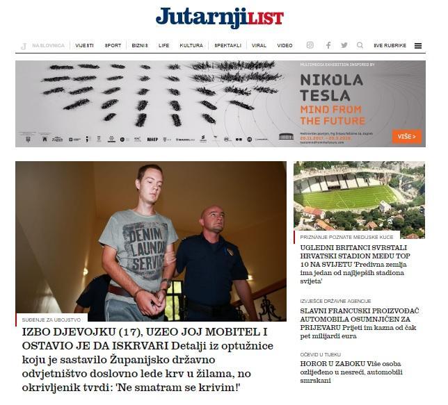 Slika 15 Portal Jutarnjeg lista (Jutarnji.hr) Izvor: http://www.jutarnji.hr/# (08.09.2017.