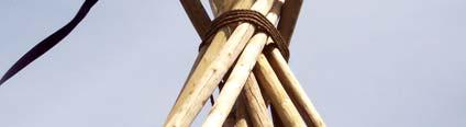 pole. When you are completely around the tipi one time, whip the rope into place