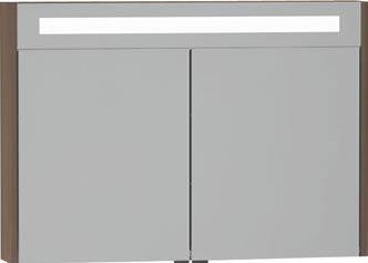 S50+ Illuminated mirror cabinet, 100 cm Code: 54764 Dimensions WxDxH (cm): 100x15x70 Material: Thermoform Color: Dark oak White high gloss