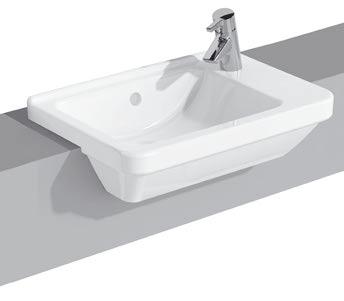 S50 Compact Semi-recessed basin, 55 cm Code: 5340 Weight (kg): 14 Tap hole option: One tap