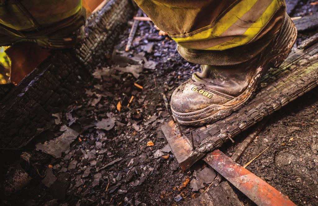 GLOBE BOOTS: ATHLETIC FOOTWEAR FOR FIREFIGHTERS With a unique cushioned and contoured sole and athletic footwear construction, Globe boots