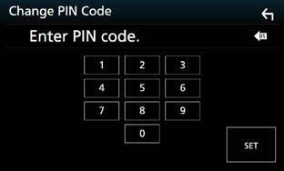Promjena PIN koda 1 Dodirnite [PIN Code Set] (Postavljanje PIN koda) na zaslonu Bluetooth POSTAVKE. Prikazuje se zaslon za postavljanje PIN koda.
