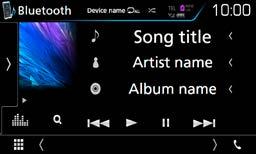 Upravljanje funkcijom Bluetooth Reproduciranje s Bluetooth audio uređaja Osnove rada funkcije Bluetooth 5 Upravljački zaslon 1 Ploča funkcija 4 2 3 6 1 Ime uređaja/ [ ] / [ ] Ime priključenog uređaja.