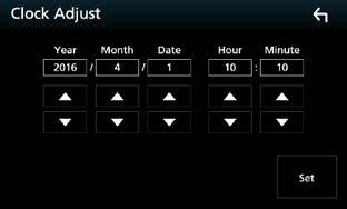 Podešavanje postavki Ručno podesite datum i vrijeme. 1 Dodirnite [Clock Adjust] (Podešavanje sata) na zaslonu korisničkog sučelja.