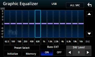 Upravljanje zvukom Upravljanje ekvalizatorom Ekvilizator možete podešavati odabirom optimalne postavke za svaku kategoriju. 1 Pritisnite tipku <MENU>/ gumb za glasnoću. Pojavljuje se skočni izbornik.