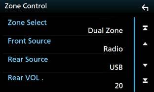 Upravljanje zvukom Upravljanje zonama 6 Svaki izvor podesite na sljedeći način. Možete odabrati drugačiji izvor za prednji i stražnji dio vozila. 1 Pritisnite tipku <MENU>/ gumb za glasnoću.