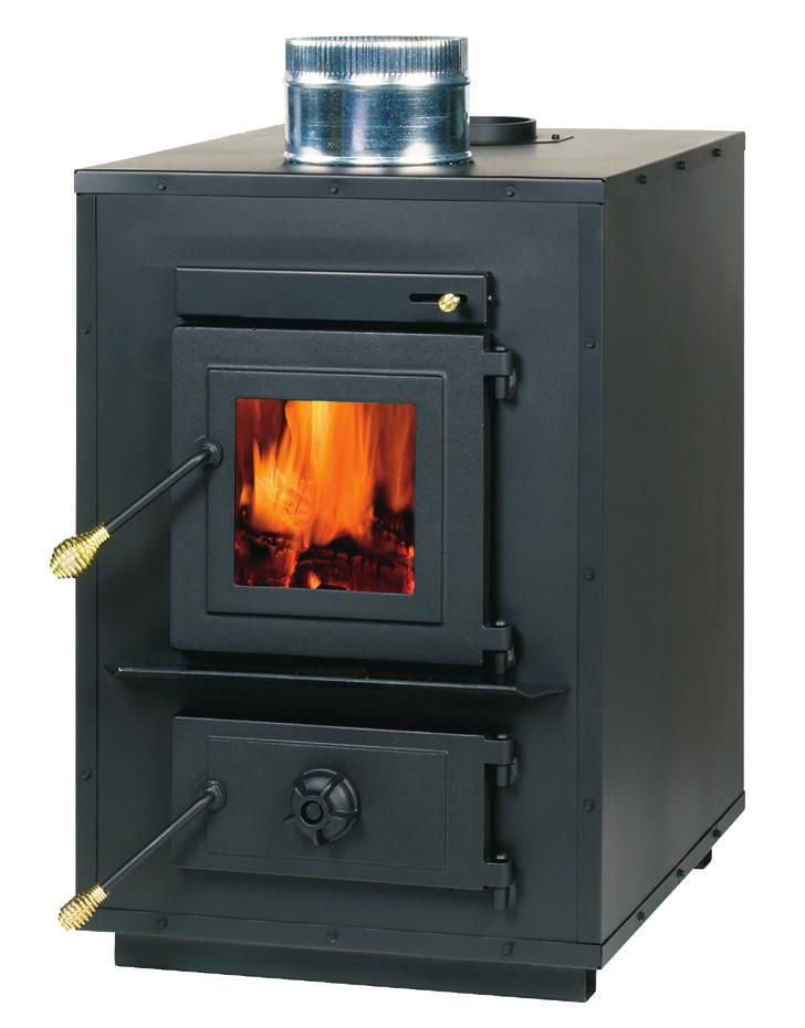 Large-capacity wood stoves Wood burning unit -- Free Standing, 6 p Exhaust, Non-Catalytic Heats 1,800-2,200 square feet Firebox: 3.5 cu. ft.