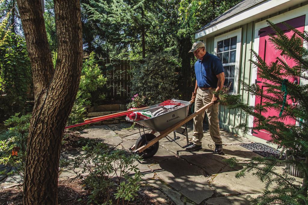 Our collection of effort-saving rakes, brooms and wheelbarrows brings efficiency