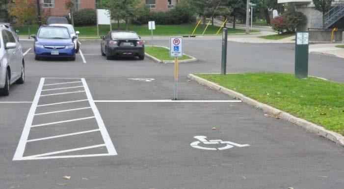 Figure 8: Example of accessible parking spaces with required signage (mounted sign and the International Symbol of
