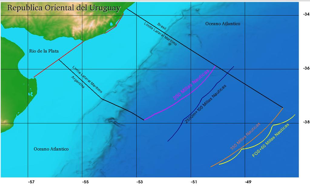The outer edge of the continental margin is generated by the above points, based on the Hedberg formula (FOS + 60 M).