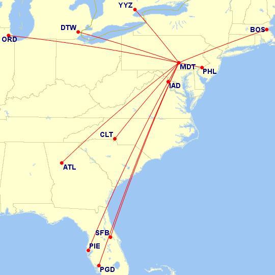 Nonstop Service Profile - Passenger 70% of HIA traffic originates within 2 hours of the airport Air Canada, Allegiant, American, Delta and United offer nonstop service to 11 destinations with
