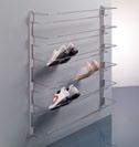 steel shoe rack frames ideal for fixing to wardrobe, cupboard and cloakrooms walls Side mounted chromed steel shoe rack frames ideal for mounting in bottom