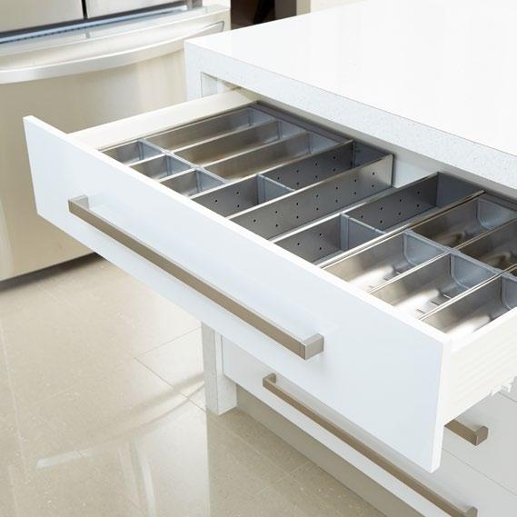 GENERAL HOME & WARDROBE STORAGE DRAWER organisers Impala Inoxa Utensil Organisers Good looking and functional high quality stainless steel organising sytem Suits a wide range of drawers from 500mm to