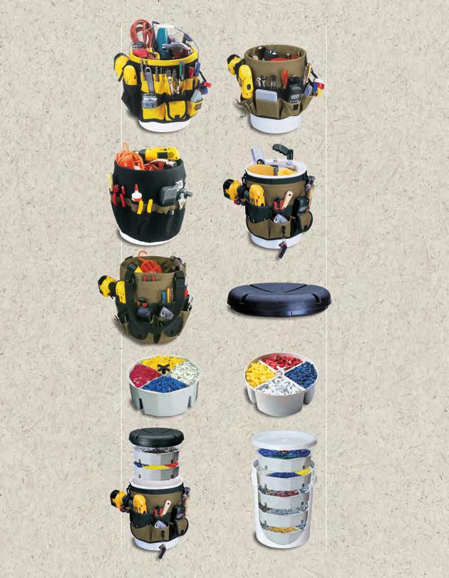 #4122 61 Pocket - In & Out Bucket Pockets Made of durable, rugged, 600D Ripstop fabric. 36 Triple row outside pockets, 25 double row inside pockets to organize a wide range of tools and accessories.