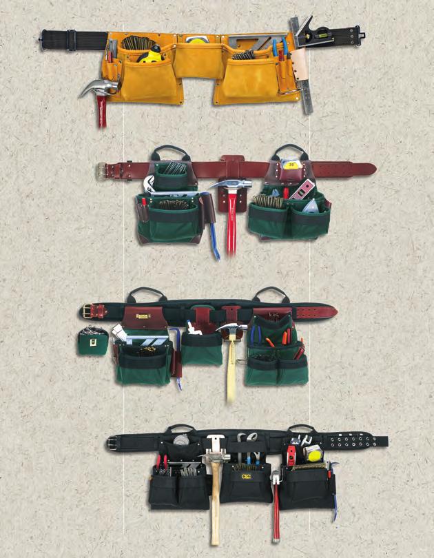 22 #54491 17 Pocket - 4 Piece Professional Carpenter's Combo Easy Carry Handle design provides simple adjustments, easy carrying and storage of apron without spilling contents.