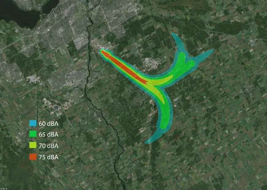 Noise Modeling Figure 19 shows a single event noise contour for the proposed RNP AR approach to runway 32.