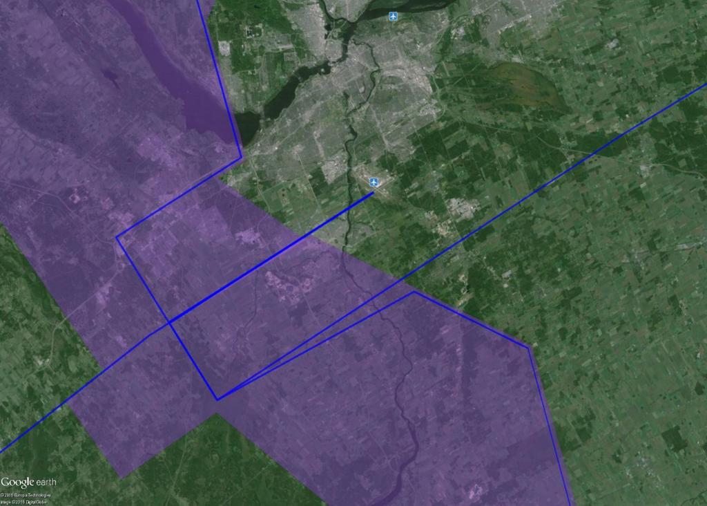arrival route, though its length is much shorter. Figure 2 shows the current standard arrival. The purple shading area represents the areas that experience overflight today when this runway is in use.