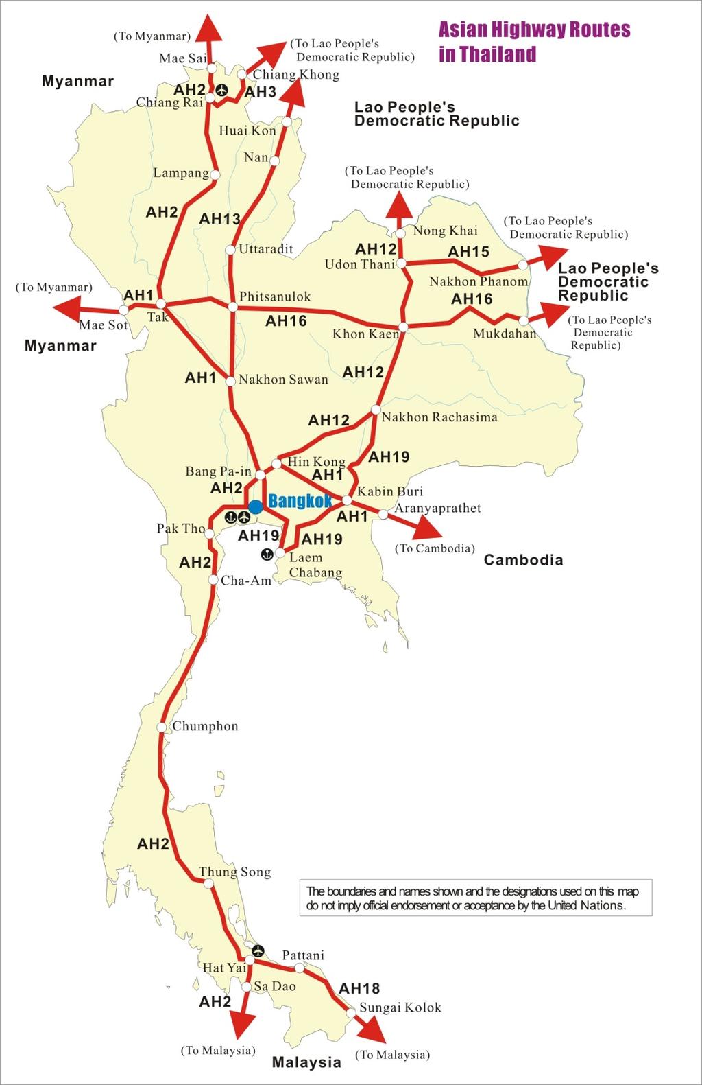 2 1 Asian Highways in Thailand (On-going Projects) AH19: : Bangkok-Laem Chabang-Kabin Buri- Nakhon Ratchasima, 364 Km 1. The 4-lane 4 highway widening project on the National Highway Rt.