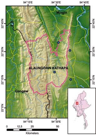 ALAUNGDAW KATHAPA Site ID 1 Locality Sagaing Region, Kani and Mingin Townships Coordinates N22 23, E94 25 Size (km²) 1597 Altitude (m.
