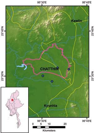CHATTHIN Site ID 4 Locality Sagaing Region, Kanbalu and Kawlin Townships Coordinates N 23 34, E 95 32 Size (km²) 269 Altitude (m.