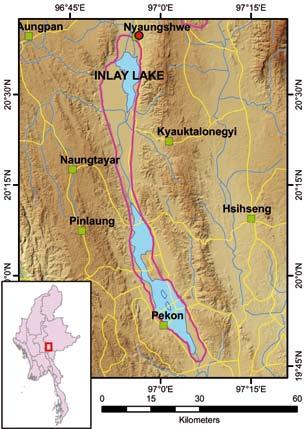 INLAY LAKE Site ID 11 Legend of topographic maps Locality Shan State (Nyaung Shwe, Pinlaung and Peh Kon Townships) Head Quarters Ranger Post Towns Protected Areas State/Region Roads Water areas