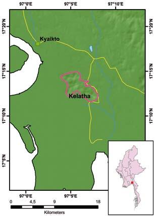 KELATHA Site ID 13 Legend of topographic maps Locality Mon State, Belin Township Coordinates N17 13, E97 07 Size (km²) 24 Head Quarters Ranger Post Towns Protected Areas Altitude (m.