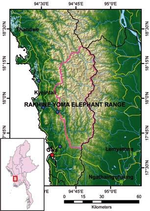 RAKHINE YOMA ELEPHANT RANGE Site ID 35 Legend of topographic maps Locality Coordinates Size (km²) 1,756 Rakhine State, Thandwe and Gwa Townships) N18 00, E94 45 Head Quarters Ranger Post Towns