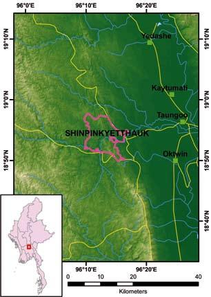 SHINPINKYETTHAUK Site ID 36 Locality Bago Region, Taungoo and Oaktwin Townships Coordinates N 18 54, E 96 12 Size (km²) 72