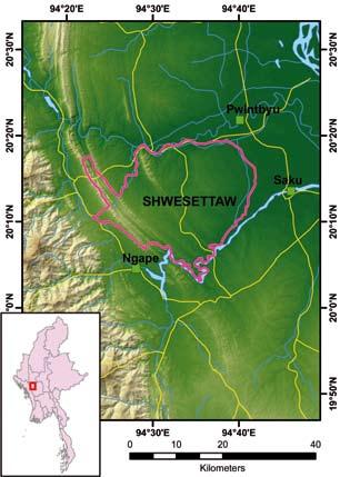 SHWESETTAW Site ID 37 Legend of topographic maps Locality Magway Region, Minbu, Pwintphyu, Ngape and Saytotetaya Townships Head Quarters Ranger Post Towns Protected Areas State/Region Roads Water