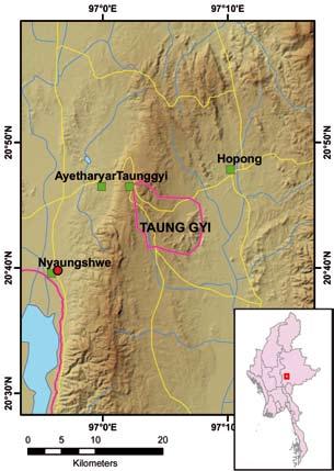 TAUNGGYI Site ID 41 Locality Shan State, Taunggyi Township Coordinates N 20 43, E 97 05 Size (km²) 16 Altitude (m.