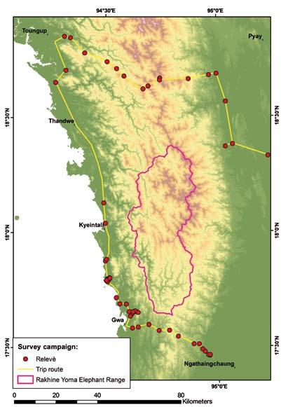 In-depth Study of Rakhine Yoma Elephant Range Wildlife Reserve During all the stops the following data was collected: vegetation type; dominant tree species; qualitative assessment of the vegetation