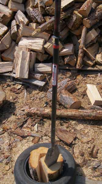splitting FireWood As the Slammer blade is narrow it works best on hard wood. It can get jammed on soft wood.