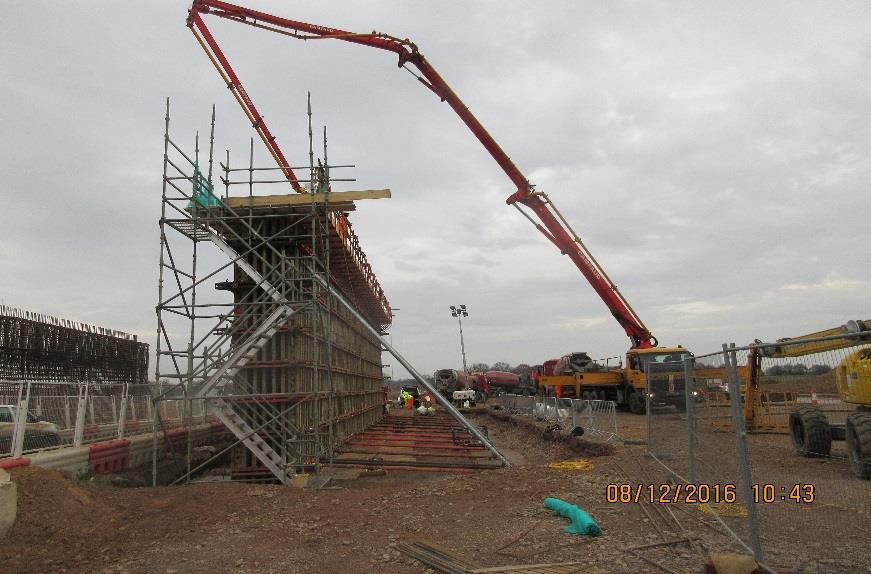 Bridges Northern Distributor Road Marriott s Way and Bell Farm Track - Bases, columns and central piers poured, reinforced earth walls complete. Beams.. Cromer Road (A140) - Bases and columns poured.